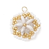 Natural Gemstone & Glass Seed Beaded Flower Pendants PALLOY-MZ01211-2