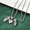 Halloween Alloy Heart with Bat Wings Pendant 201 Stainless Steel Box Chain Necklaces for Women Men NJEW-A056-01P-1