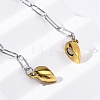 304 Stainless Steel Double-Sided Magnetic Heart Pendant Paperclip Chain Necklaces NJEW-U028-02G-2