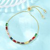 Rectangle Brass Micro Pave Cubic Zirconia Slider Bracelets KK-A305-02G-06-1