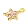 Star Rack Plating Brass Cubic Zirconia Pendants KK-M291-10G-2