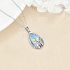 Alloy Glass Teardrop with Snow Mountain Pendant Necklaces WG78F70-01-2