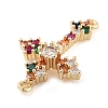 Brass Pave Colorful Glass Connector Charms KK-Q811-04KCG-2