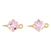 Brass Pave Cubic Zirconia Rhombus Connector Charms KK-P347-04G-3