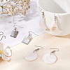 3 Pairs 3 Style Flat Round & Moon & Rectangle Acrylic Imitation Shell Dangle Earrings EJEW-AN0002-94-7