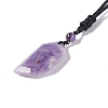 Natural Amethyst Dagger Shape Pendant Necklace G-E588-02C-4