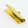 Golden Color Brass Ribbon Crimp Ends X-KK-J074-G-2