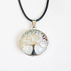 Alloy Pave Natural Quartz Crystal Tree of Life Pendant Necklaces KW6501-1-1