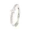 Clear Cubic Zirconia Initial Letter Adjustable Ring RJEW-C052-01P-A-1