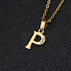 201 Stainless Steel Crystal Rhinestone Initial Pendant Necklaces FS-WG3A711-16-1