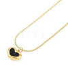 Ion Plating(IP) 304 Stainless Steel Black Enamel Cardano Chains Heart Pendant Necklaces for Women NJEW-K276-13G-1