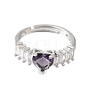 Brass Pave Cubic Zirconia Cuff Open Rings CU-CBA5C10-19P-4