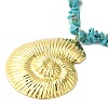 Boho Dyed Synthetic Turquoise Chip & Plastic Pearl Multi Layered Necklaces NJEW-U006-04A-G-3