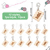 12Pcs 12 Style Wood Pendant Locking Stitch Markers HJEW-AB00643-2