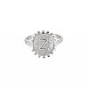 Non-Tarnish 304 Stainless Steel Flat Round with Initial Letter Open Cuff Ring for Men Women RJEW-S405-246P-Z-1