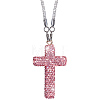 Polymer Clay Rhinestone Cross Pendant Alloy Chain Necklaces NJEW-CN0001-16C-1