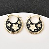 Flower Brass Enamel Hoop Earrings EJEW-Z157-02G-1