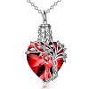 Heart with Tree of Life Glass Urn Pendant Necklaces PW-WG54592-09-1