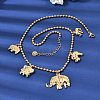 316L Surgical Stainless Steel Baby Elephant Mother Elephant Bib Necklaces for Mother's Day NJEW-D297-02G-1