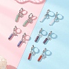 304 Stainless Steel Mixed Stone Column Hoop Earrings EJEW-JE06791-2