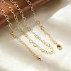 Brass Heart Link Chain Necklaces NJEW-A042-10G-1