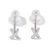 Anti-Tarnish Rhodium Plated Letter X 999 Sterling Silver Stud Earrings for Women EJEW-S215-11P-2