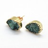 Natural Druzy Quartz Stud Earrings EJEW-P164-B02-3