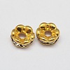 Flower Brass Rhinestone Bead Spacers RB-D302-G-2