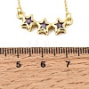 Brass Glass Triple Star Pendant Necklaces KK-CBAB173-03G-03-5