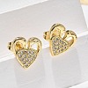 Valentine's Day Heart Brass Micro Pave Clear Cubic Zirconia Stud Earrings EJEW-D305-22G-04-5