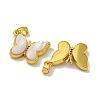 Rack Plating Brass Pave Natural White Shell Pendants KK-U025-02G-01-2