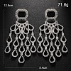 Rectangle with Teardrop Brass Rhinestone Dangle Stud Earrings FS-WG1781C-01-1