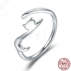 Cat Shape 925 Sterling Silver Cuff Rings FS-WG060B2-01-2