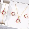 Ring Alloy Rhinestone Pendant Necklaces & Braceleta & Stud Earrings Sets WG4EA96-03-1