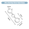 DICOSMETIC 6Pcs 925 Sterling Silver Double Spring Ring Clasps STER-DC0001-17P-2