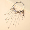 Alloy Crystal Rhinestone Moon & Star Fringe Statement Choker Necklaces WG41910-01-3