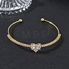 Brass Micro Pave Clear Cubic Zirconia Cuff Bangles KK-D112-04G-4