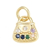 Brass Micro Pave Clear Cubic Zirconia Charms KK-F938-03G-1