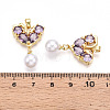 Brass Micro Pave Cubic Zirconia & ABS Imitation Pearl Pendants KK-T070-66A-3