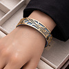 Hollow Out 304 Stainless Steel & Imitation Leather Cuff Bangles WG7C714-05-1
