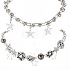 2Pcs 2 Styles Alloy Star Necklace Sets for Women NJEW-SC0001-51-1