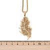 201 Stainless Steel Feather Pendant Necklaces LS-NJEW-K283-12G-3