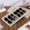 6 Grids Rectangle MDF Covered with Velvet Glasses Organizer Trays ODIS-WH0030-293-4