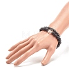 2Pcs 2 Style Natural Lava Rock & Synthetic Hematite Round Beaded Stretch Bracelets Set with Alloy Peace Sign BJEW-JB08311-3