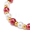 Alloy Gender Symbol & Glass Round Beaded Stretch Bracelet for Women BJEW-JB08511-02-5