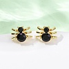 Brass Micro Pave Cubic Zirconia Stud Earrings LS-EJEW-Z156-02G-01-2