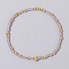 Bohemian Style Brass Beads & Glass Seed Beads Stretch Handmade Bracelets for Women MN4991-3-1