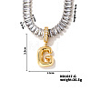 Golden Tone Brass Pave Clear Cubic Zirconia Letter Pendant Necklaces for Women YX4437-7-1