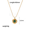 Synthetic Malachite Flower Teardrop Pendant 304 Stainless Steel Chain Necklaces for Women FS-WG9E461-02-1