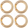 4Pcs Brass Micro Pave Cubic Zirconia Spring Gate Rings KK-SC0007-73-1
